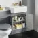 Monaco Dove Grey Combination Vanity Traditional Basin with Marble Top & Hudson Toilet with Wooden Seat 1200mm - Brushed Brass Accents