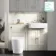 Monaco Chalk White Combination Vanity Basin with Marble Top & Boston Toilet 1200mm - Brushed Brass Accents