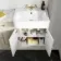 Monaco Chalk White Combination Vanity Basin with Marble Top and Hudson Toilet with Wooden Seat 1500mm - Brushed Brass Accents