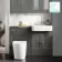Monaco Graphite Grey Combination Vanity Basin and Boston Toilet 1200mm - Brushed Brass Accents