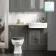 Monaco Graphite Grey Combination Vanity Traditional Basin with Marble Top & Hudson Toilet with Wooden Seat 1200mm - Brushed Brass Accents