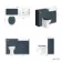 Monaco Inky Blue Combination Vanity Basin and Hudson Toilet with Wooden Seat 1200mm - Brushed Brass Accents