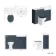 Monaco Inky Blue Combination Vanity Basin with Marble Top & Hudson Toilet with Wooden Seat 1200mm - Brushed Brass Accents