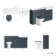Monaco Inky Blue Combination Vanity Basin with Marble Top and Hudson Toilet with Wooden Seat 1500mm - Brushed Brass Accents