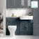 Monaco Inky Blue Combination Vanity Traditional Basin with Marble Top & Atlanta Toilet 1200mm - Brushed Brass Accents