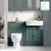 Monaco Midnight Green Combination Vanity Traditional Basin and Seattle Toilet 1200mm - Brushed Brass Accents