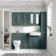 Monaco Midnight Green Combination Vanity Traditional Basin and Seattle Toilet 1500mm - Brushed Brass Accents