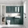 Monaco Midnight Green Combination Vanity Traditional Basin with Marble Top and Seattle Toilet 1500mm - Brushed Brass Accents