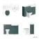 Monaco Midnight Green Combination Vanity Basin with Marble Top & Hudson Toilet with Wooden Seat 1200mm - Brushed Brass Accents