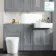 Monaco Dove Grey Combination Vanity Basin and Boston Toilet 1500mm - Brass Knurled Handles
