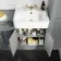 Monaco Dove Grey Combination Vanity Basin and Boston Toilet 1500mm - Brass Knurled Handles