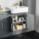 Monaco Dove Grey Combination Vanity Basin with Marble Top and Seattle Toilet 1500mm - Brass Knurled Handles
