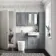 Monaco Dove Grey Combination Vanity Traditional Basin and Boston Toilet 1200mm - Brass Knurled Handles