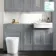 Monaco Dove Grey Combination Vanity Traditional Basin and Boston Toilet 1500mm - Brass Knurled Handles