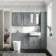 Monaco Dove Grey Combination Vanity Traditional Basin and Boston Toilet 1500mm - Brass Knurled Handles