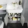 Monaco Dove Grey Combination Vanity Traditional Basin with Marble Top & Hudson Toilet with Wooden Seat 1200mm - Brass Knurled Handles