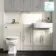 Monaco Chalk White Combination Vanity Basin and Hudson Toilet with Wooden Seat 1500mm - Brass Knurled Handles