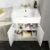 Monaco Chalk White Combination Vanity Basin with Marble Top and Hudson Toilet with Wooden Seat 1500mm - Brass Knurled Handles