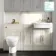 Monaco Chalk White Combination Vanity Traditional Basin and Seattle Toilet 1500mm - Brass Knurled Handles