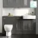 Monaco Graphite Grey Combination Vanity Basin and Seattle Toilet 1500mm - Brass Knurled Handles