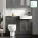 Monaco Graphite Grey Combination Vanity Traditional Basin and Seattle Toilet 1200mm - Brass Knurled Handles