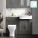 Monaco Graphite Grey Combination Vanity Traditional Basin with Marble Top & Atlanta Toilet 1200mm - Brass Knurled Handles