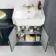 Monaco Inky Blue Combination Vanity Traditional Basin and Boston Toilet 1500mm - Brass Knurled Handles