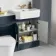 Monaco Inky Blue Combination Vanity Traditional Basin with Marble Top & Boston Toilet 1200mm - Brass Knurled Handles