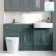 Monaco Midnight Green Combination Vanity Basin and Boston Toilet 1500mm - Brass Knurled Handles