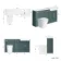 Monaco Midnight Green Combination Vanity Basin with Marble Top and Boston Toilet 1500mm - Brass Knurled Handles