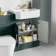 Monaco Midnight Green Combination Vanity Traditional Basin and Boston Toilet 1200mm - Brass Knurled Handles
