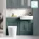 Monaco Midnight Green Combination Vanity Traditional Basin with Marble Top & Boston Toilet 1200mm - Brass Knurled Handles