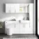 Harper Gloss White Combination Vanity Basin and Boston Toilet 1500mm - Brushed Brass Accents