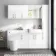 Harper Gloss White Combination Vanity Basin with Marble Top & Boston Toilet 1500mm - Brushed Brass Accents