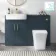 Harper Navy Blue Combination Vanity Basin and Houston Toilet 1200mm - Brushed Brass Accents