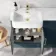 Harper Navy Blue Combination Vanity Basin and Tucson Toilet 1200mm - Brushed Brass Accents - Left Handed
