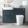 Harper Navy Blue Combination Vanity Basin with Marble Top & Tucson Toilet 1200mm - Brushed Brass Accents