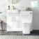 Harper Gloss White Combination Vanity Basin with Marble Top & Houston Toilet 1000mm - Brushed Brass Accents