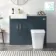 Harper Navy Blue Combination Vanity Basin with Marble Top & Houston Toilet 1000mm - Brushed Brass Accents