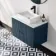 Crete Fluted Navy Blue Wall Hung Drawer Vanity with Marble Top & Cody Basin 800mm