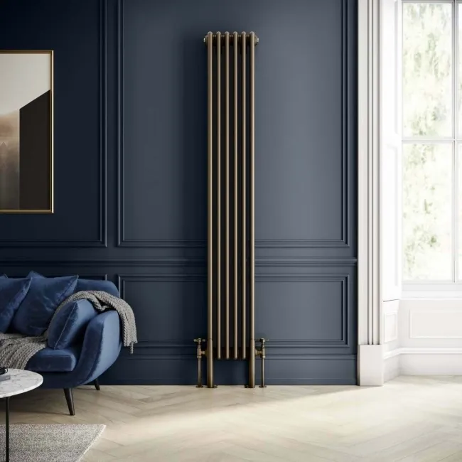 Athens Antique Gold Double Column Vertical Traditional Radiator 1800x290mm