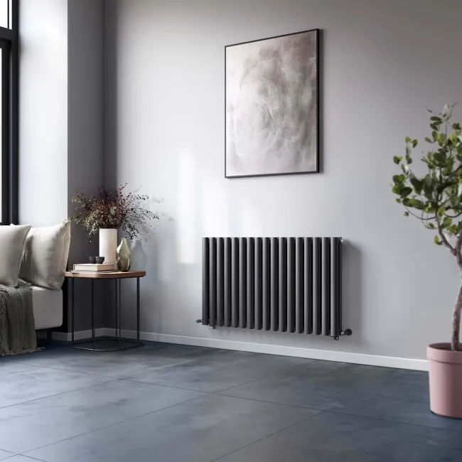 Marbella Anthracite Double Oval Panel Radiator 600x1020mm
