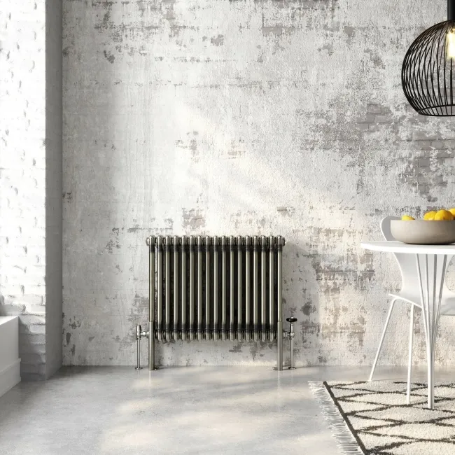 Athens Raw Metal Double Column Horizontal Traditional Radiator 600x785mm