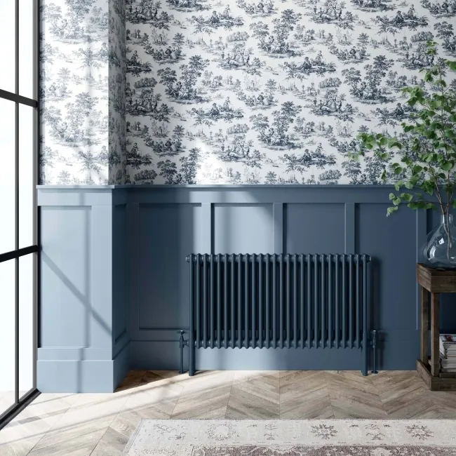 Athens Inky Blue Triple Column Horizontal Traditional Radiator 600x1190mm