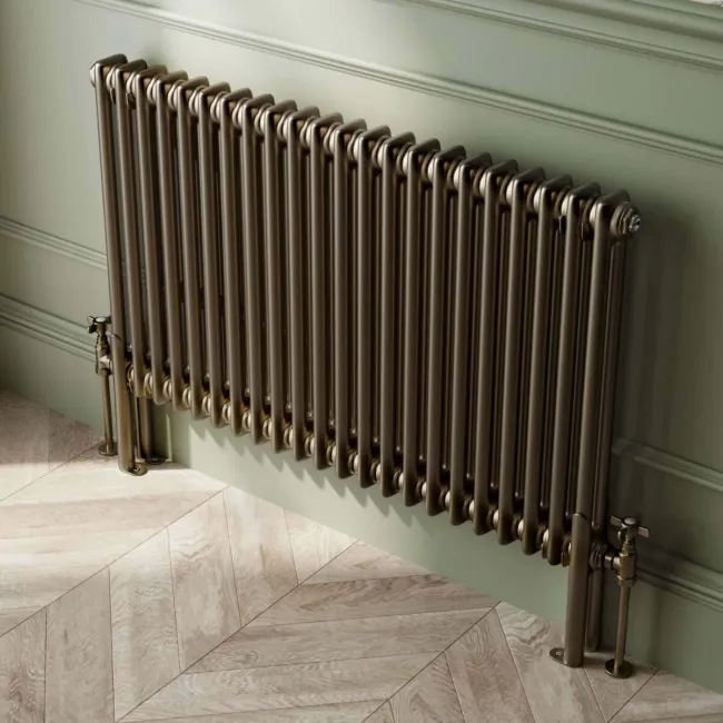 Athens Antique Gold Double Column Horizontal Traditional Radiator 600x1010mm