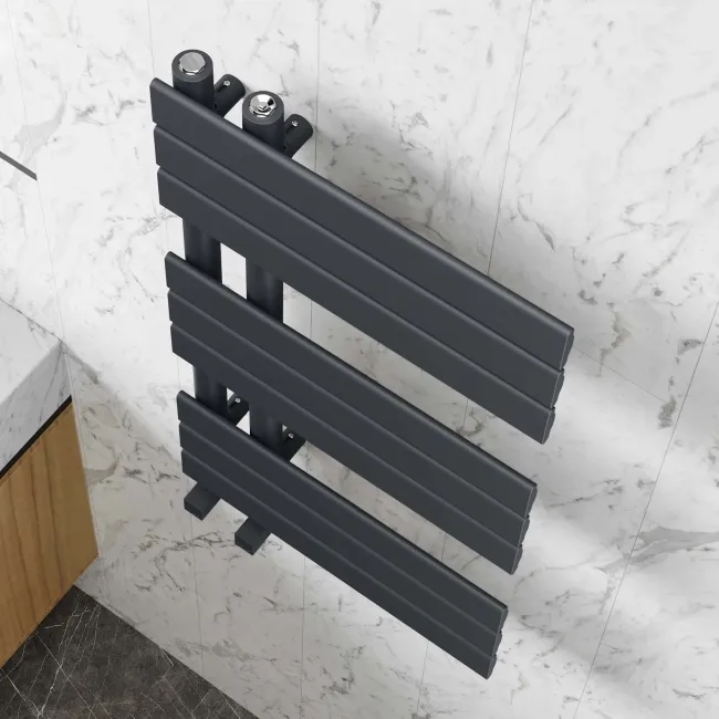 Seville Anthracite Designer Flat Panel Heated Towel Rail 800x450mm