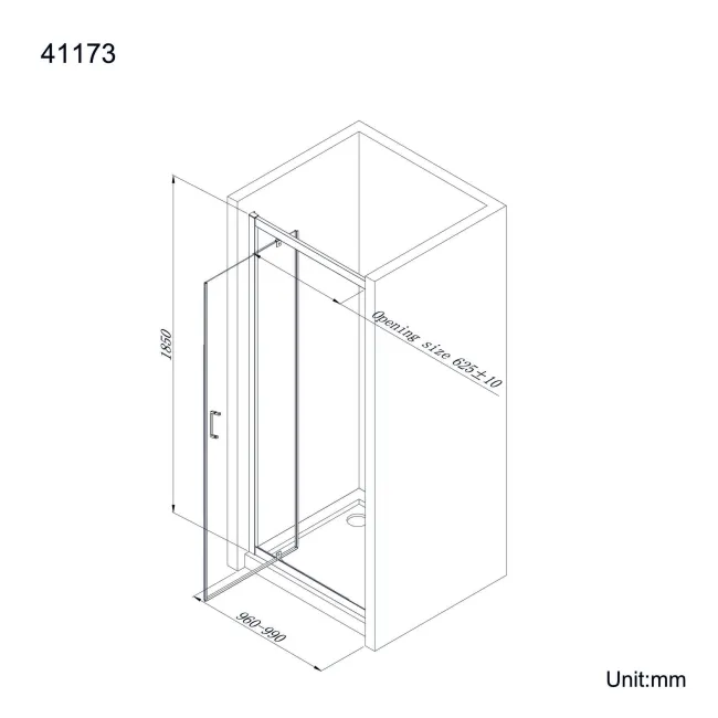 London Matt Black 6mm Pivot Shower Door 1000mm