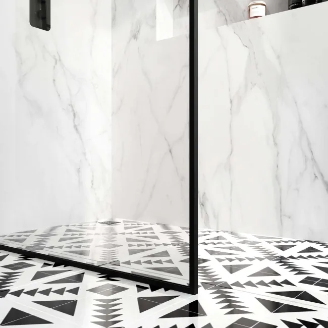 Munich Matt Black Framed Easy Clean 8mm Wet Room Shower Glass Panel 1400mm