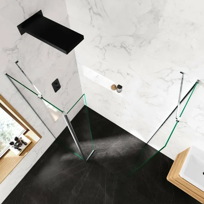 Copenhagen Easy Clean 8mm Pivotal Wet Room Shower Glass Return Panel 250mm