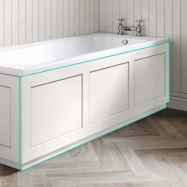Traditional Cotton White Wooden Bath Front Panel 1700mm